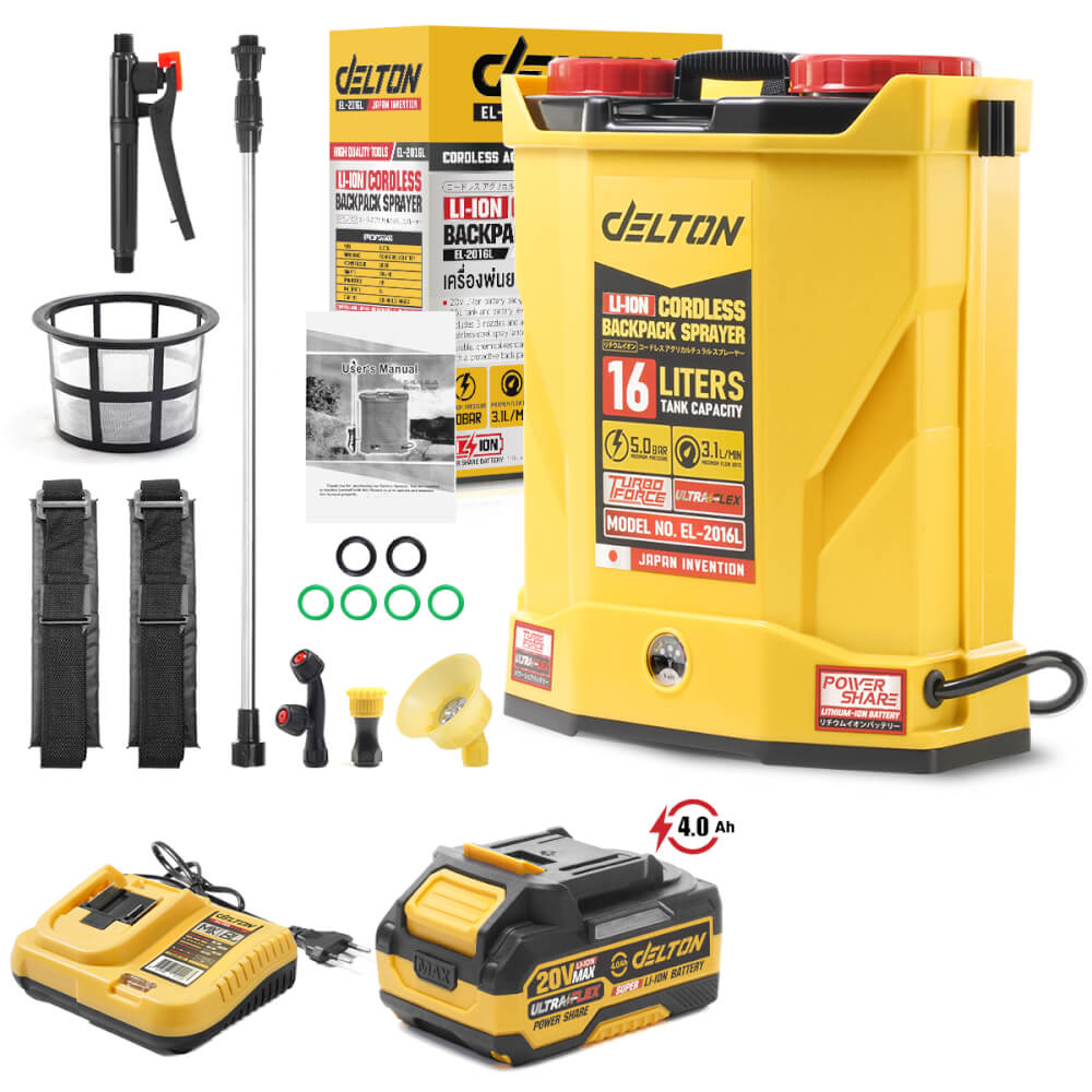 ถังพ่นยาไร้สาย (พร้อมแบตเตอรี่) DELTON รุ่น EL-2016L ULTRAFLEX 20V 4AH